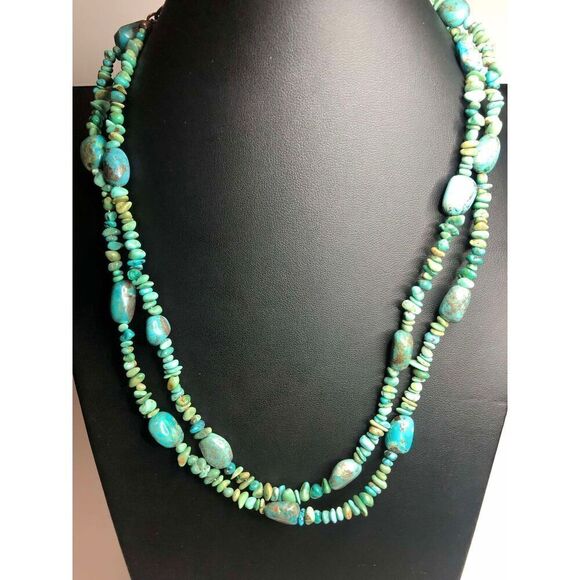 1261 Jay King Desert rose trading Turquoise nugget necklace 925 sterling 40" - Picture 1 of 3